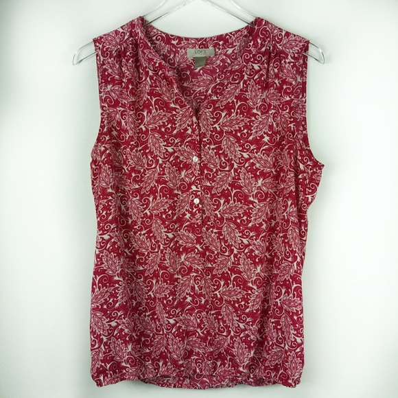 LOFT Tops - LOFT sleeveless top paisley print fushia v neck